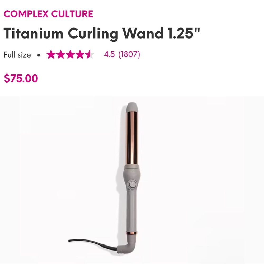 Titanium Curling Wand 
25mm / 1”
For Defined Curls